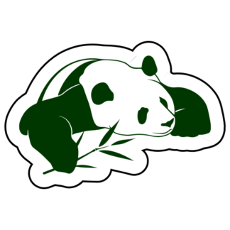 Panda And His Bamboo Sticker (Dark Green)